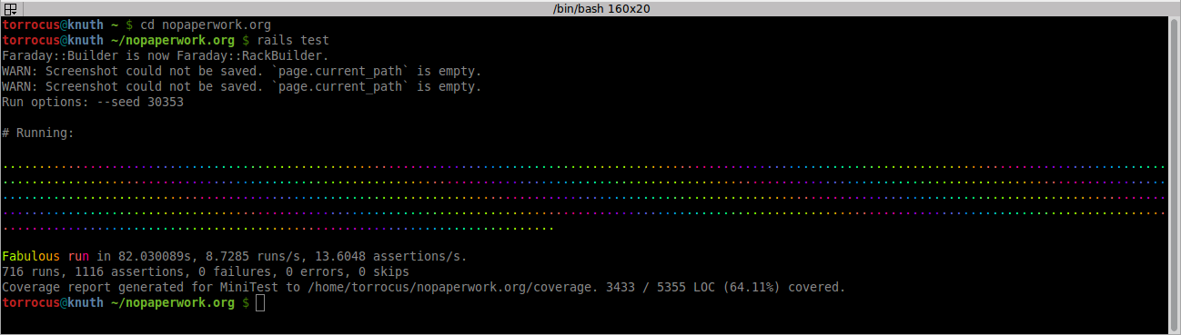 How looks console when all tests passed - rainbow style.